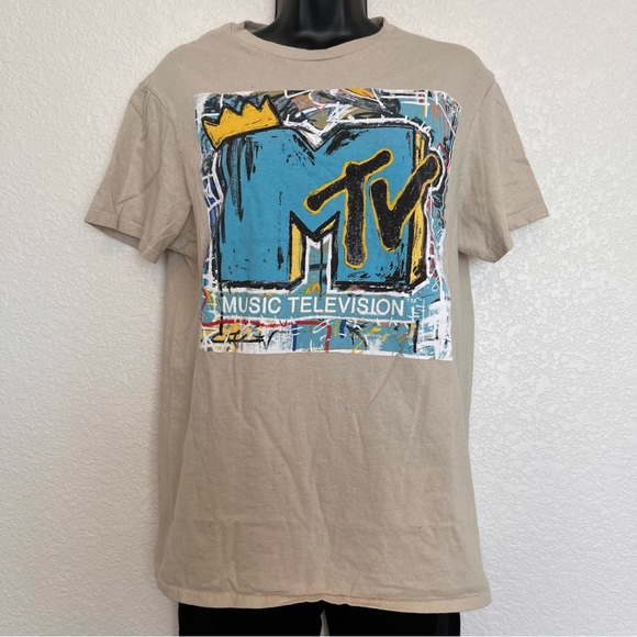MTV Logo Vintage Beige T Shirt - Picture 3 of 9